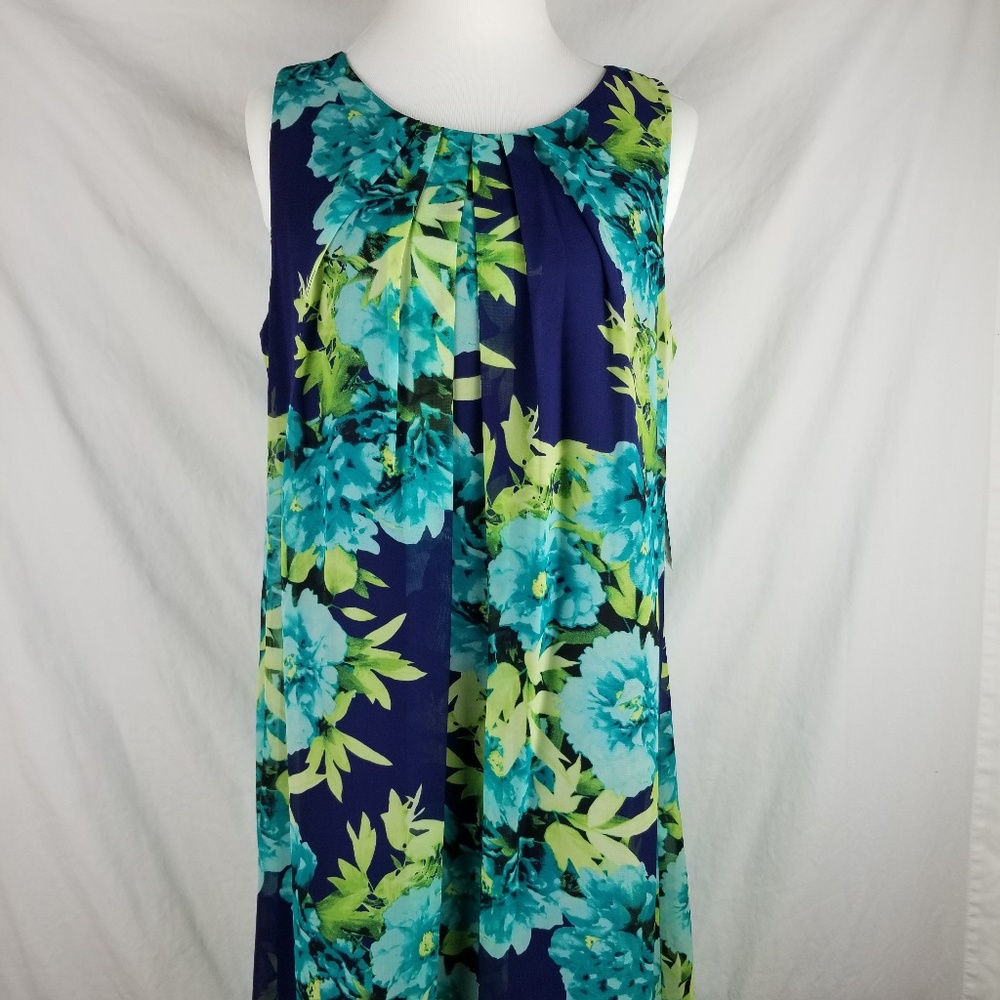 Jessica Howard 10P Floral Print Dress Blue Green
